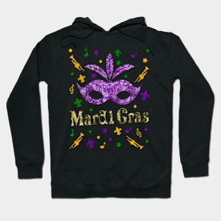 Womens Mardi Gras 2020  Womens Girls Mask Beads New Orleans Party Hoodie